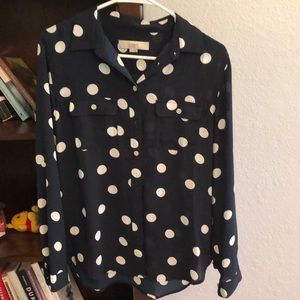 Navy polka dot blouse - size S